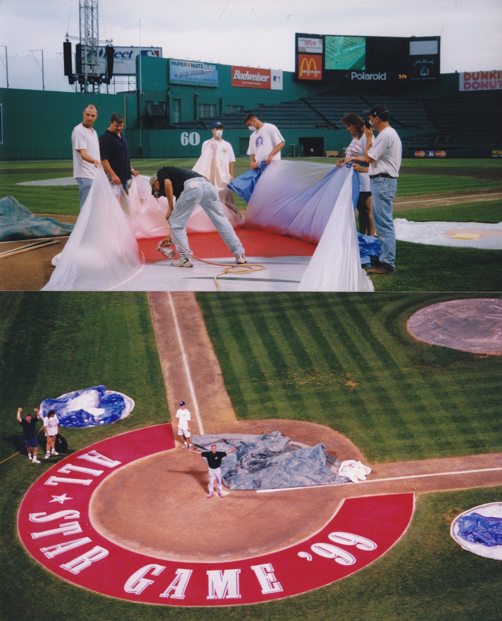 My dad painting around home plate of Fenway park for the 1999 All Star game.